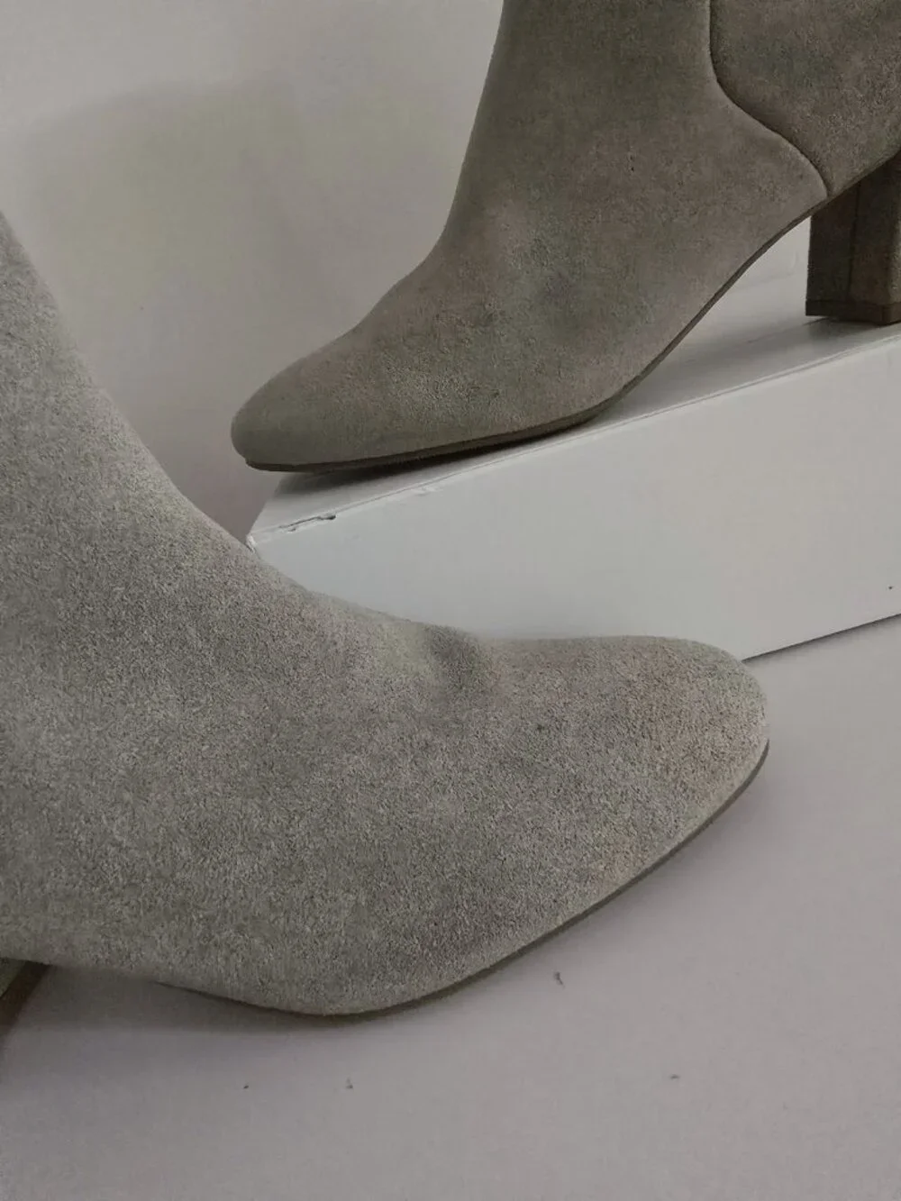 Blondo Alida Grey Suede Waterproof Leather Ankle Boots Heeled Booties 8 Shoes